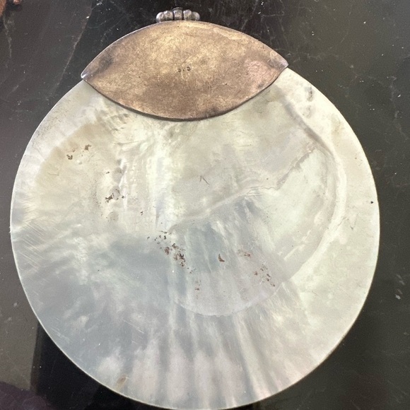 Beautiful Sterling Silver VTG Pendant Abalone Capiz Shell - Picture 4 of 4